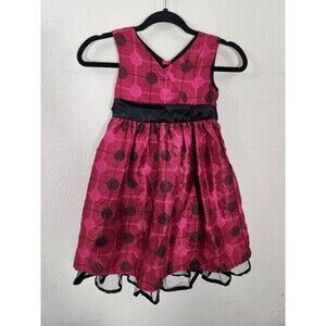 Brooke Lindsay Girls Dress 6 Red Pink Black Embroidered Party Formal Tulle